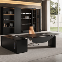 Bureau de direction moderne, bureau de direction de luxe haut de gamme, bureau en L extensible en bois, bureau du président, bureau du directeur