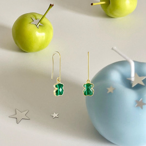 Pendientes de Aro con Diseño de Oso y Piedras Preciosas Naturales Variadas, Hechos a Mano, de Alta Calidad, para Mujer - Product Image 4