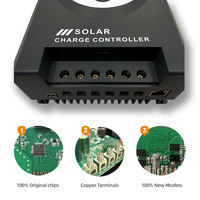 Contrôleur solaire MPPT pour usage domestique, entrée PV automatique 12/24 Volts, 10A, 20A, 30A, 40A