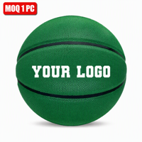 Logo Kustom Bola Basket Hijau Personalisasi Cetak Kustom OEM Penutup Kulit PU Lapisan Nilon Bladder Butyl 600-650g Ukuran 7 Tahan Lama