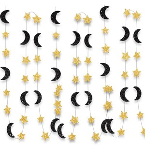 Decoración para Fiesta de Ramadán Eid 2026, Guirnalda de <span class=keywords><strong>Luna</strong></span> y Estrella, Fondo Dorado y Azul, Guirnalda de Papel, Pancarta Eid Mubarak para Celebraciones - Product Image 3