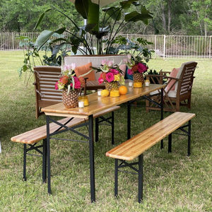 Ensemble table et banc pliants en bois massif pour pique-nique et événements extérieurs – Vente en gros - Product Image 1