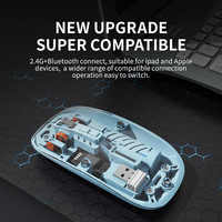 Souris sans fil ergonomique 3D RGB transparente à prix d'usine, double mode 2.4G+BT, légère, portable, pour jeux, étanche
