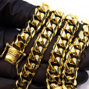 Fine Jewelry Miami Cuban Link Chain 14K/18K Gold Silver Plated 925 Sterling Silver Men collana bracciale con catene in <span class=keywords><strong>rame</strong></span> - Product Image 2