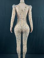 Pakaian Wanita Mewah Berlian Festival Bodysuit Kristal Chicas Sexis Dalam Pakaian Transparan Penyanyi Pakaian Tari