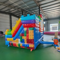 Château gonflable personnalisé en PVC de 13 pieds sur 13 pieds avec toboggan et souffleur, jeu sportif de jardin