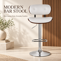 Tabouret de bar de luxe au milieu du siècle moderne ascenseur hydraulique réglable en cuir hauteur de comptoir tabourets de bar en bois courbé