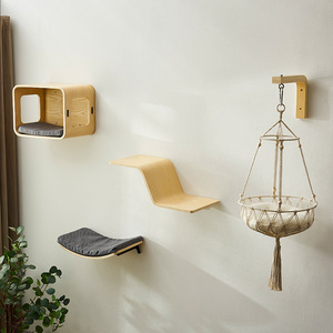 Cama de lujo para gatos montada en la pared 2025, muebles interactivos sostenibles para mascotas con nuevo estilo, estante para nido, juguetes para gatos con patrón sólido - Product Image 4