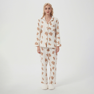 <span class=keywords><strong>Pigiama</strong></span> da <span class=keywords><strong>Donna</strong></span> in 100% Cotone Morbido <span class=keywords><strong>con</strong></span> Colletto a Revers, Maniche Lunghe e <span class=keywords><strong>Bottoni</strong></span>, Set per Estate, Inverno e Autunno - Product Image 4