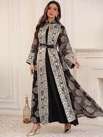 Abaya de fête pour femme 2026, ensemble 2 pièces, Kaftan Jalabiya élégant, Robe longue musulmane de Dubaï, Caftan Ramadan, Robe longue Abaya