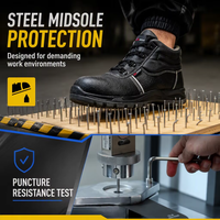 Chaussures de sécurité imperméables en cuir véritable à embout d'acier pour hommes, bottes de travail industrielles mi-montantes antidérapantes pour la construction