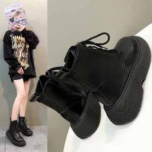 <span class=keywords><strong>Bottes</strong></span> <span class=keywords><strong>mi</strong></span>-mollet noires tendance à lacets pour <span class=keywords><strong>femme</strong></span> en cuir PU, <span class=keywords><strong>bottes</strong></span> à semelle épaisse, bottines plates en cuir pour <span class=keywords><strong>femme</strong></span> - Product Image 5