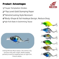 Vente en gros de leurres minnow coulants de 32 mm et 3,5 g, micro-appâts durs pour la pêche au bar, leurres artificiels en stock d'usine