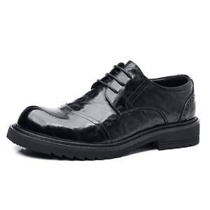 Chaussures pour hommes en cuir pleine fleur à semelle épaisse, style décontracté et professionnel, type Derby, style britannique - Product Image 2