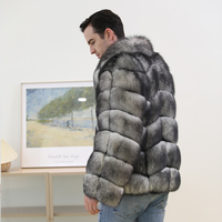 Manteau classique d'hiver bicolore en fourrure de style pain pour hommes Manteau de luxe en fourrure de renard blanc véritable pour hommes