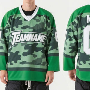 Groothandel op maat gemaakte digitaal bedrukte V-hals hockeytrui, ademend mesh, geborduurde teamnaam, blanco ijshockeyuniform - Product Image 2