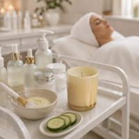 Bougie de massage à l'huile aromatique artisanale moderne et durable en cire de soja pour les soirées romantiques et les vacances