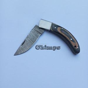 Logo personnalisé Spot vente en gros de couteau damas couteau pliant de camping couteau de chasse extérieur avec manche en bois pakka - Product Image 2