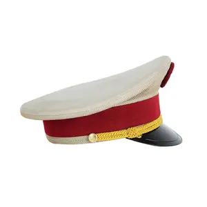 OEM Polyester örgü kostüm aksesuarı kaptan görev şapka memuru şapka yaz elbisesi Up kap
