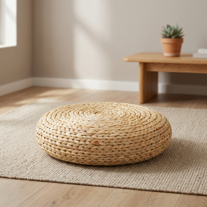 Cojín de Suelo de Ratán Hecho a Mano, Diseño Rústico Moderno, Otomana para Sala de Estar/Dormitorio, Decoración de Muebles para el Hogar, Taburete con Almacenamiento para Apartamento - Product Image 2