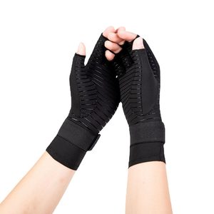 HWWR-0185 # Guantes de Ciclismo de Fibra de Cobre con Correas, Guantes Deportivos Sin Dedos con Silicona Antideslizante y Correas - Product Image 1