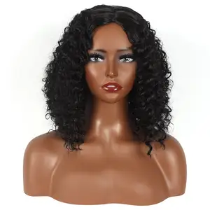 Supplier Peluca Sintetica Long Hair Black Small Curly Explosion African Style Chemical Fiber Wigs