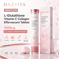 OAZVITA OEM 1000mg L-glutathion Vitamine C Produits de santé Complément beauté Comprimés effervescents de collagène pour le blanchiment de la peau