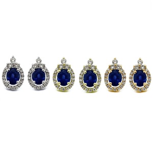 Bijoux de style hongkongais, boucles d'oreilles en or massif 18k, blanc, or, haute qualité, bijoux en diamant, saphir, pour femmes - Product Image 4