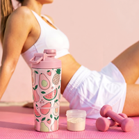 Bouteille shaker sport en acier inoxydable 304 avec agitateur intégré et couvercle à bouton 100 % étanche, transportable à une main