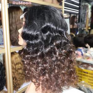 Parrucche con Ricci Fumi a Doppia Trama, Capelli Umani con Chiusura Frontale in Pizzo, Capelli Vergini Vietnamiti di Lusso, Lunghezza Media, Offerte del Black Friday - Product Image 3