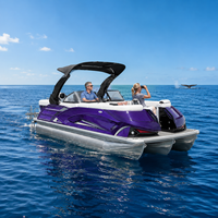 Bateau ponton en aluminium de 22 pieds pour 12 personnes, idéal pour la pêche sportive en famille, avec table de salon, arche électrique, homologué CE, remorque et moteur en option 200 CV
