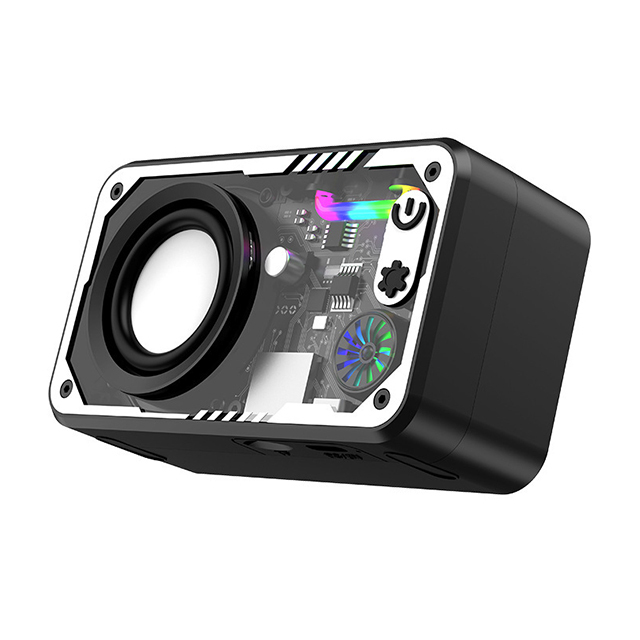 V1 Transparent Portable for V5.3 Speaker with RGB LED Light Subwoofer Stereo Audio Memory Card Support