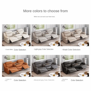 Moderne Eersteklas Elektrische Multifunctionele Fauteuilbank Kleine Thuisbioscoop Echt Lederen Driepersoons Houten Afstandsbediening - Product Image 4