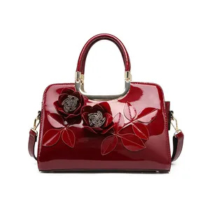 Penjualan laris gaya baru tas tangan mewah tas jinjing dihias bunga tiga dimensi untuk wanita tas tangan kulit Ibu