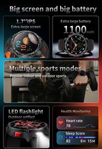 2025 1100mAh Super Battery 3ATM Waterproof Silicone Smartwatch Heart Rate Blood Pressure Monitoring for Outdoor Sports Unisex - Product Image 4
