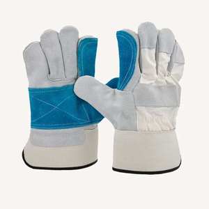 Guantes de Trabajo de Cuero Azul, Guantes de Protección de Uso General con Puño Recto Reforzado - Product Image 6