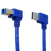 USB 3.0 a Male sudut kanan ke B Male kotak Hard Drive 90 derajat kabel Data jaket PVC 0.3m untuk penggunaan Printer/pemindai