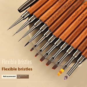 Top qualité manche en bois OEM Liner brosse dessiner <span class=keywords><strong>papillon</strong></span> manucure outil Nylon cheveux pointu brosse à ongles marque privée - Product Image 5