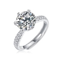 Bague Éternité en Argent S925 Électroplaqué, Moissanite Luxe Léger, Forme Géométrique, Sertissage à Six Griffes, Design Femme pour Mariage