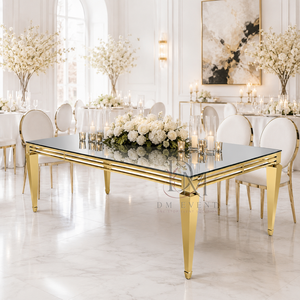 Premium Stainless Steel Rectangular <b>Mirror</b> Top Event <b>Table</b> with Layered Open Frame and Tapered Legs Wholesale - Product Image 3
