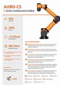 AUBO C5 Cobot Compacto con Carga Útil de 5 kg, Alcance de 886.5 mm, Brazo Robótico de 6 Ejes para la Industria de Servicios, OEM y Automatización Comercial - Product Image 6