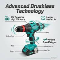 51107 pour perceuse sans fil 18V, kit de 99 pièces, mandrin sans clé, perçage max. 13 mm, pour la construction, la réparation/installation professionnelle
