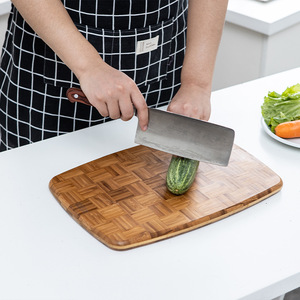 Wanuocraft rắn dày tre thớt thiết lập hình bầu dục trên bồn rửa cuối hạt gỗ thiết kế đẹp cắt khối - Product Image 5