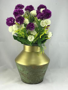 Brass Patina Flower Pot For Table Top Decor - Product Image 4