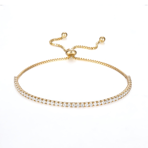 CANNER Pulsera de tenis ajustable de plata de ley 925 con moissanita y circonita 5A, chapada en oro, para mujer y niña, regalos - Product Image 1
