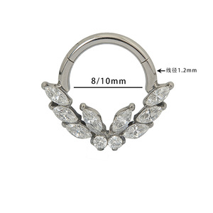 Piercing per Naso <span class=keywords><strong>in</strong></span> Lega di Titanio 8/10mm, Orecchino a Perno, Gioiello per Piercing a <span class=keywords><strong>Bocca</strong></span> Chiusa con Zirconi - Product Image 6