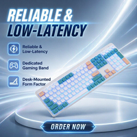 Nouveau clavier de jeu sans fil triple mode 2,4 GHz pour ordinateur de bureau avec chargement USB Type-C, 110 touches, membrane, rétroéclairage RVB, matériau ABS
