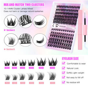 Mixed Procurement Low Price Wholesale <b>Pre</b>-<b>cut</b> Segment Cluster Lashes Synthetic Soft Thick Professional DIY Lash Extension <b>Kit</b> - Product Image 2