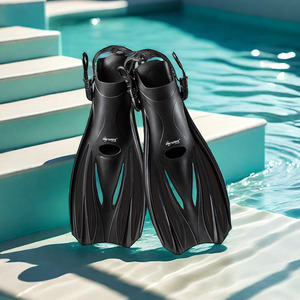 Freediving Fins Open Heel Adult Swimming Training Fins Black Unisex For Pool And Sea Diving - Product Image 1