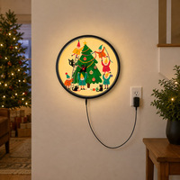 Panneau Métallique LED Vintage Arbre de Noël Décoration Murale de Fêtes Décoration Hivernale Rétro pour Salon Cuisine Entrée Bureau Art Mural Maison
